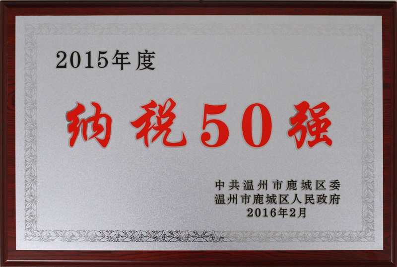 2016年 溫州市鹿城區(qū)度納稅50強(qiáng)（2015年度）